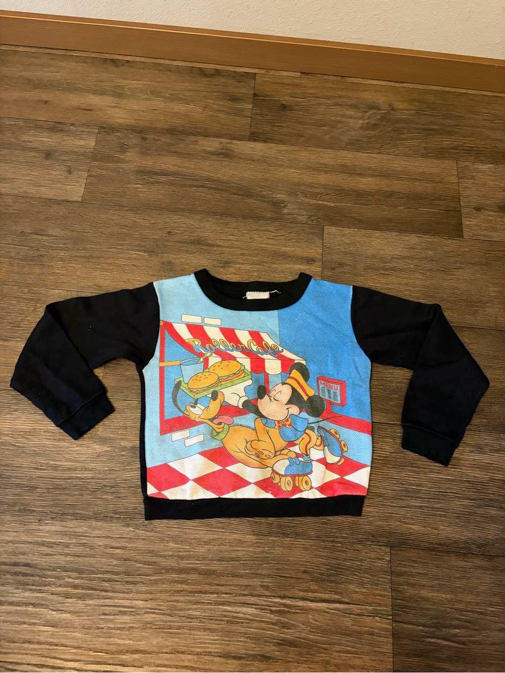 Vintage Kids Disney Black Crewneck Mickey Mouse and Pluto
